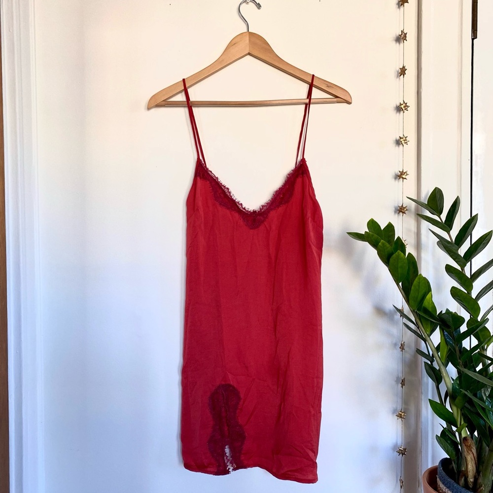 Urban Outfitters Red Lace and Satin Slip Size Small